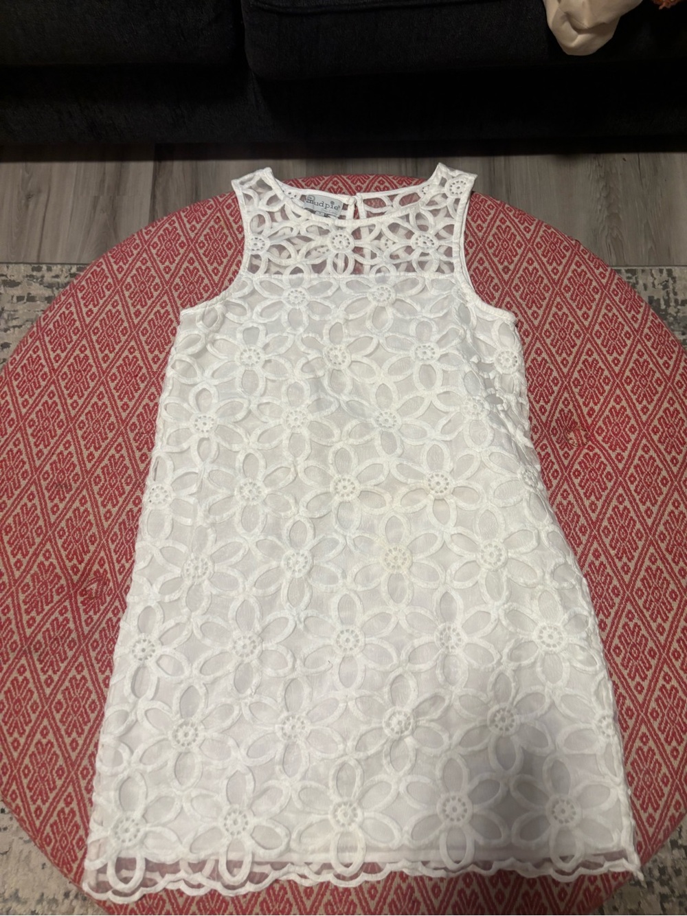 Mud Pie White Floral Lace Overlay Top